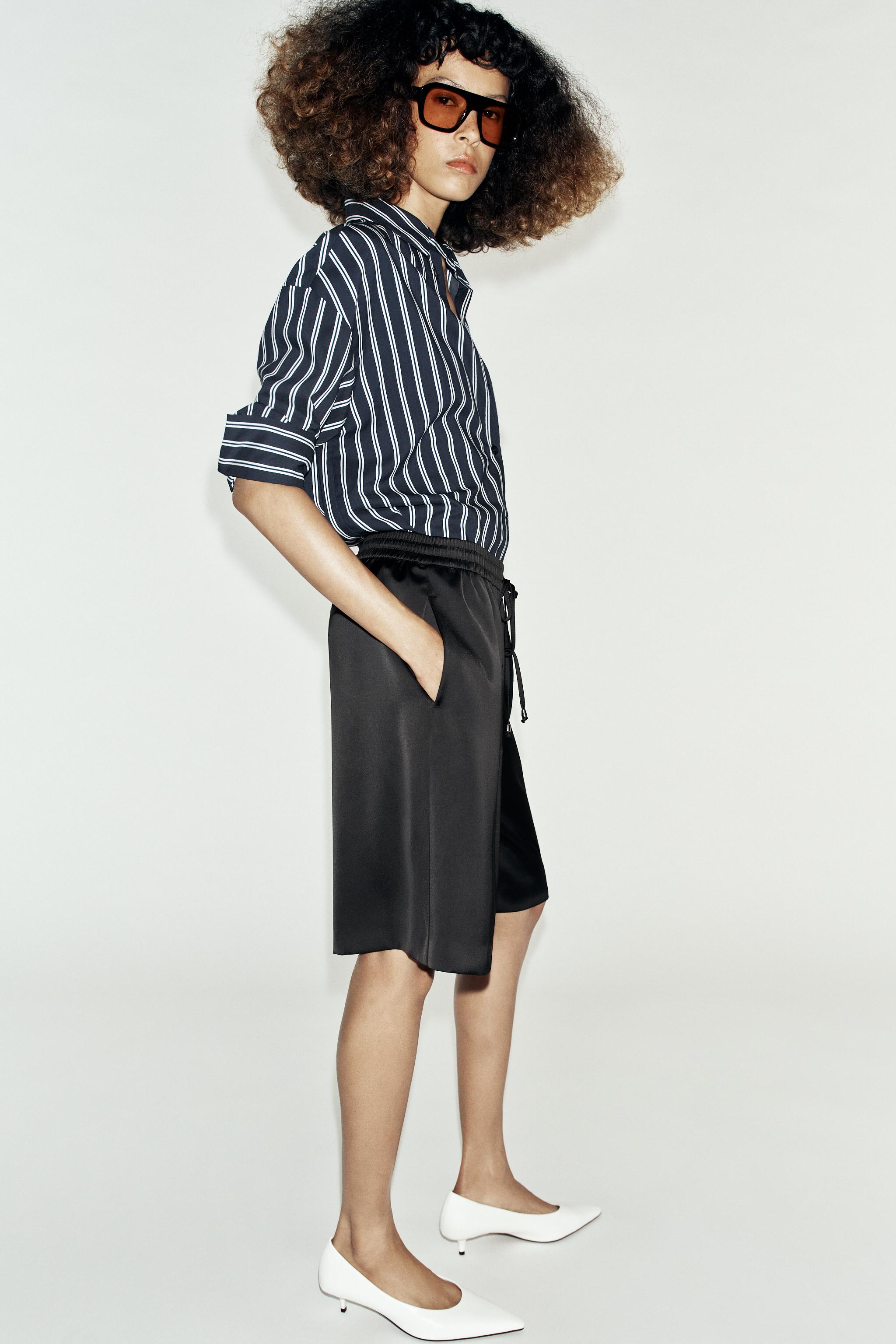 LONG SATIN BERMUDA SHORTS